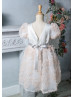 Fashion Champagne V Back Flower Girl Dress